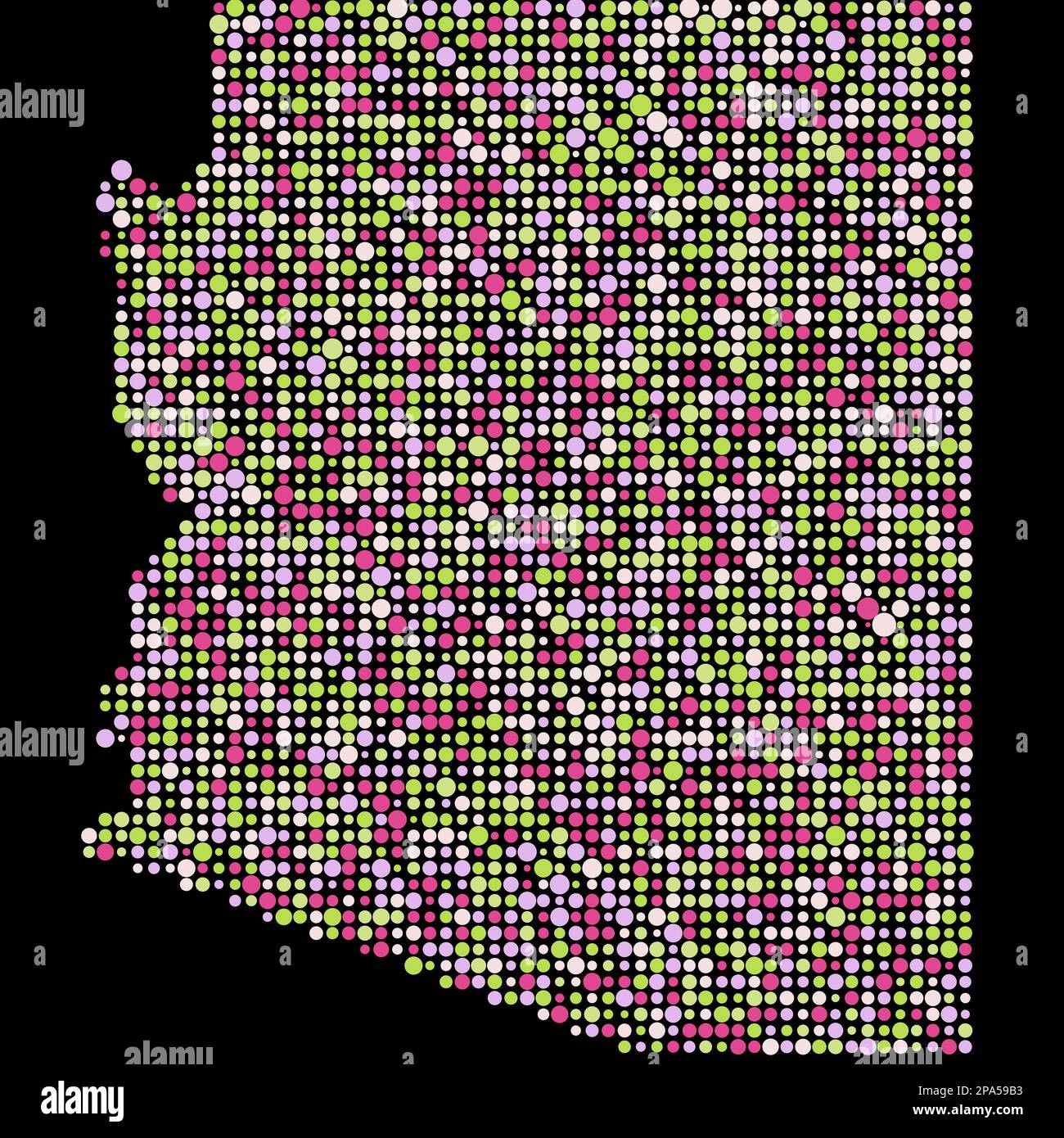 Arizona Map Silhouette verpixelt abgeleitete Musterdarstellung Stock Vektor