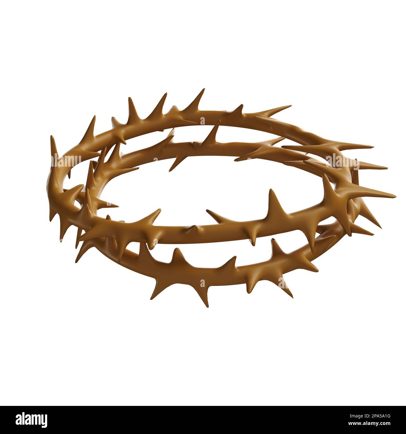 Die Dornenkrone Jesu Christi. Religion Ostersymbol Erlösung. 3D-Symbolgrafik isoliert auf weißem Hintergrund mit Beschneidungspfad Stockfoto
