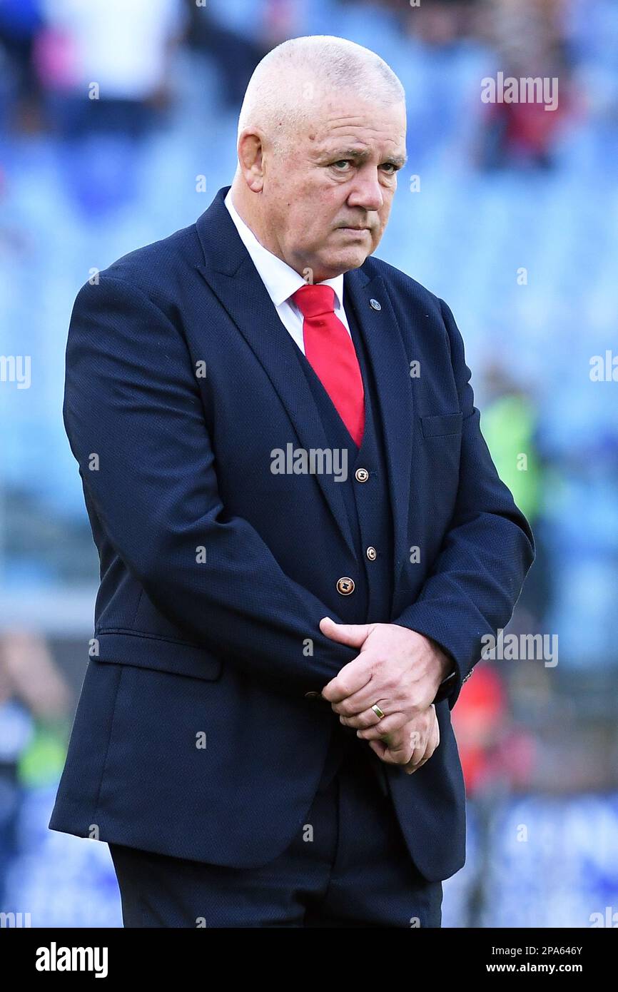 11. März 2023; Stadio Olimpico, Rom, Italien: 6-Nations International Rugby, Italien versus Wales: Wales Trainer Warren Gatland Stockfoto