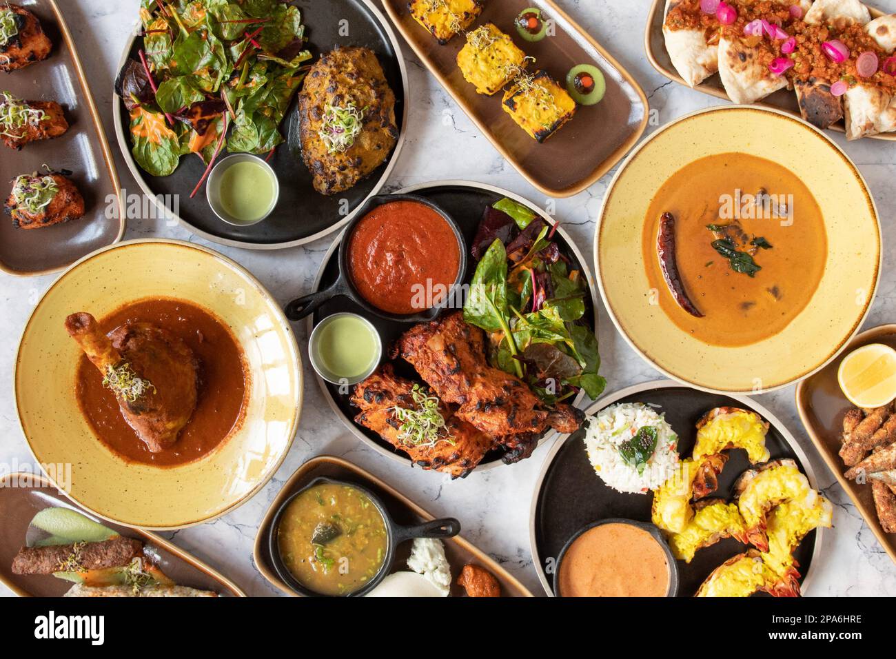 Auswahl an indischer Gourmetküche Stockfoto