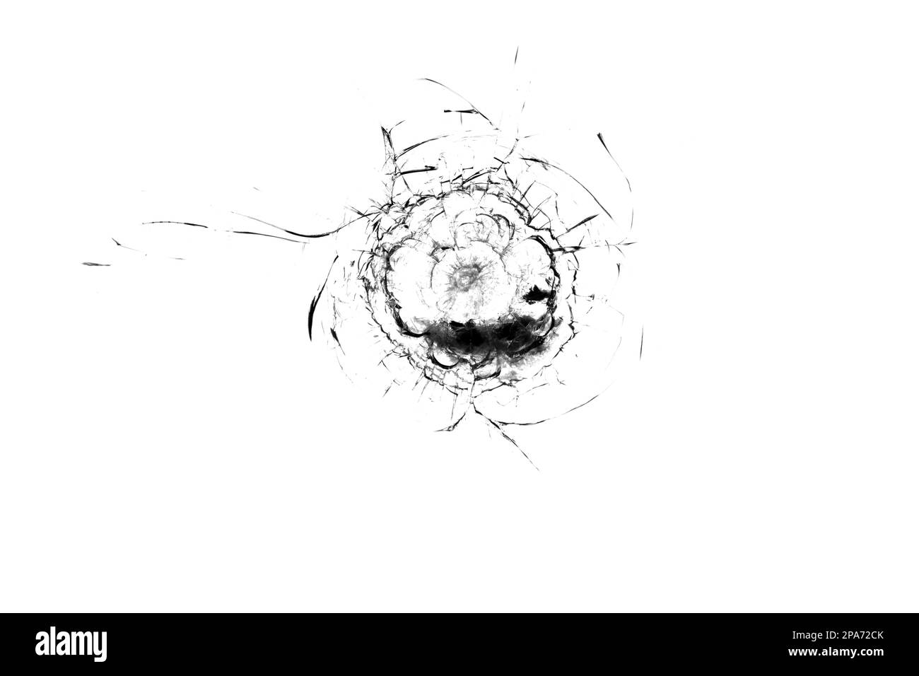 Ein zerbrochenes Loch im Glas. png Stockfoto