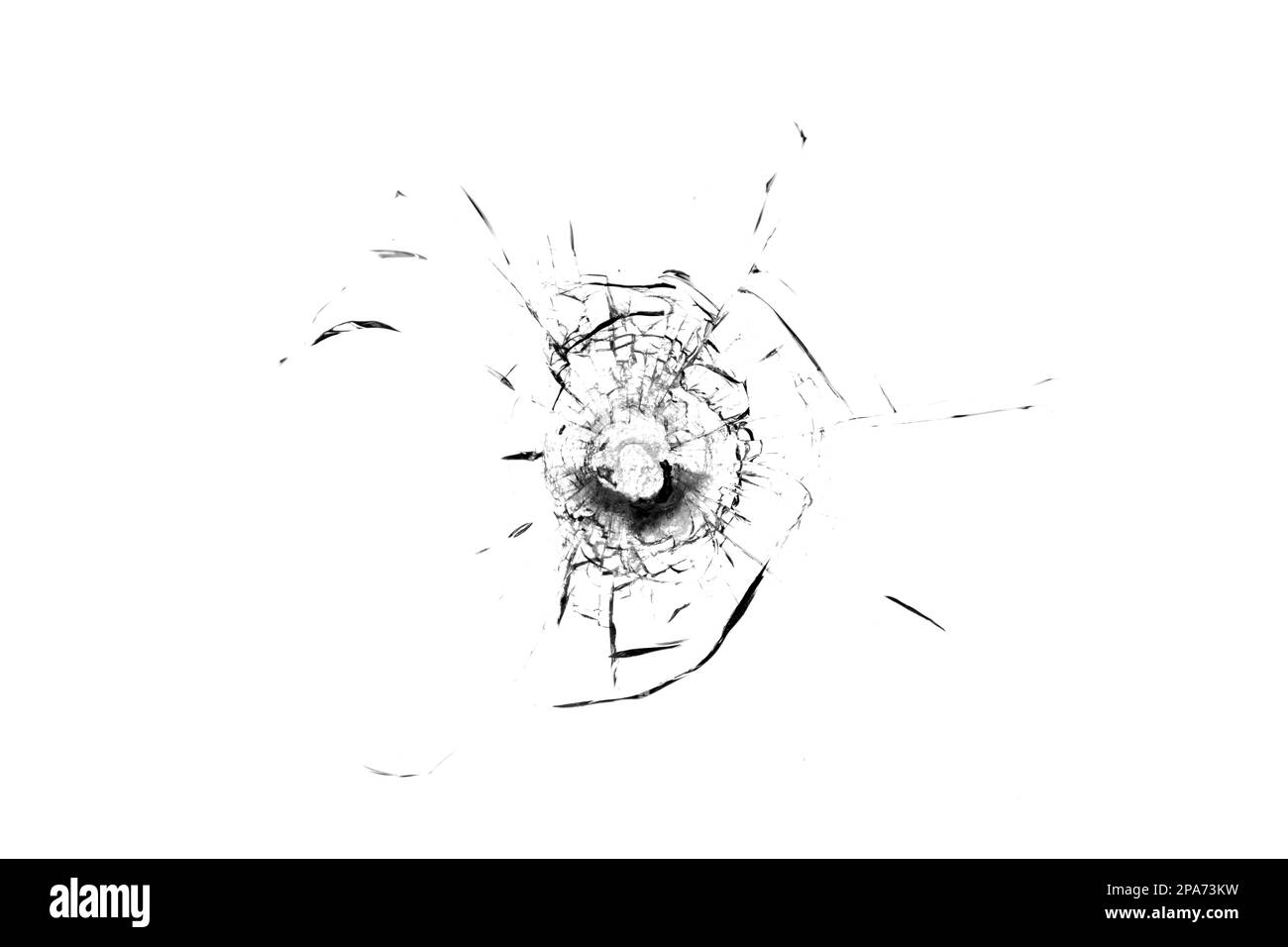 Ein zerbrochenes Loch im Glas. png Stockfoto