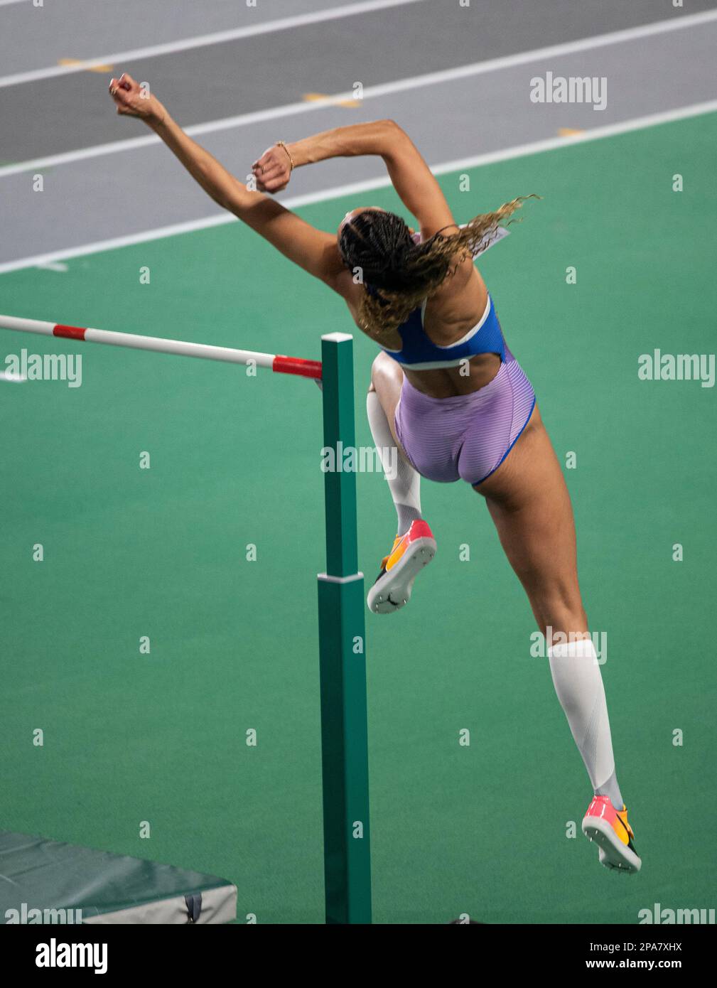 Morgan Lake of Great Britain & NI nimmt an der Europameisterschaft der Leichtathletik in der Ataköy Athletics Arena im High-Jump-Finale der Frauen Teil Stockfoto