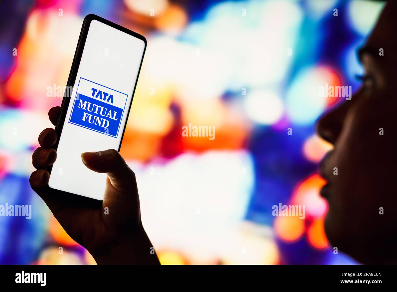 11. März 2023, Brasilien. In dieser Abbildung ist das Logo des Tata Mutual Fund auf einem Smartphone zu sehen Stockfoto