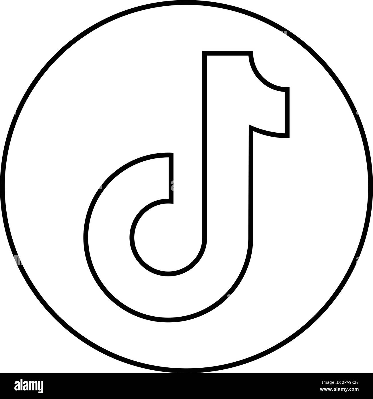 TikTok-Logo. Realistisches Logo für Social Media-Symbole. TIK Tok-Liniensymbol-Vorlage in schwarzer Farbe editierbar. Vektor des abgewickelten Symbols TIK Tok Stock Vektor