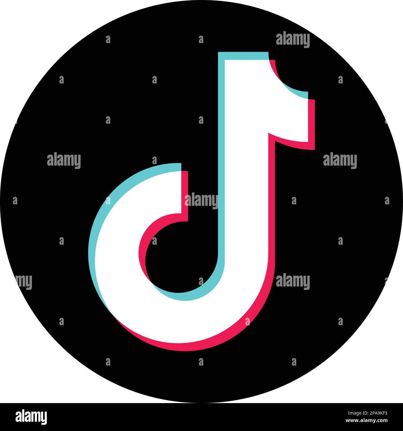 TikTok-Logo. Realistisches Logo für Social Media-Symbole. TIK Tok flache Symbolvorlage in schwarzer Farbe editierbar. Vektor des abgewickelten Symbols TIK Tok Stock Vektor