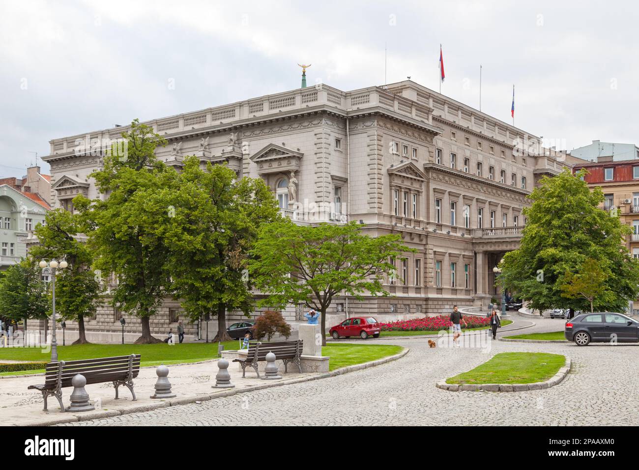 Belgrad, Serbien - April 24 2019: Novi dvor (Serbisch: Нови двор, „Neuer Palast“) war eine königliche Residenz der Karađorđević-Dynastie Serbiens und später K Stockfoto