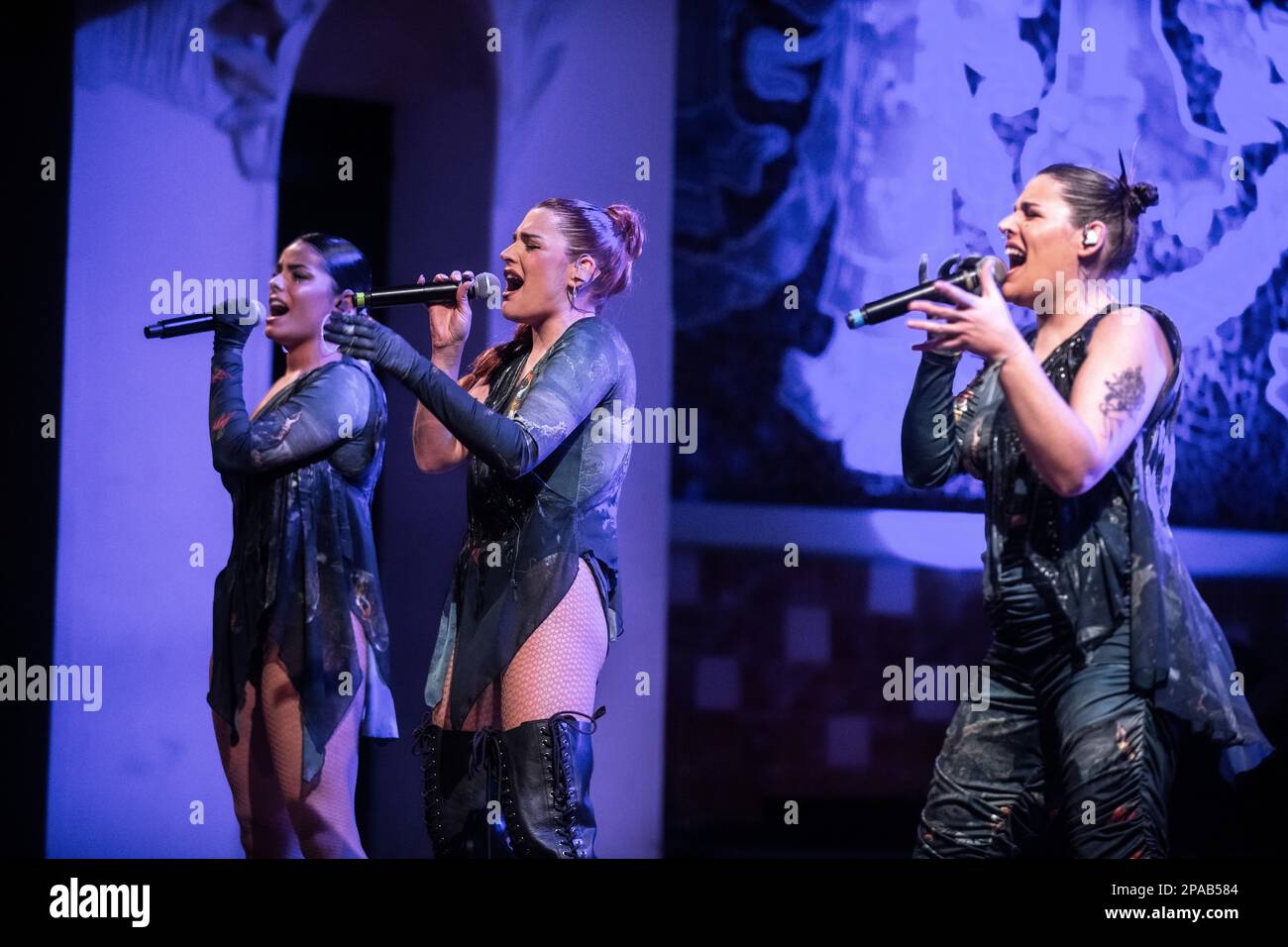Tanxugueiras tritt am 10. März 2023 in Palau de la Música, Barcelona auf. Fotograf: Ale Espaliat Stockfoto