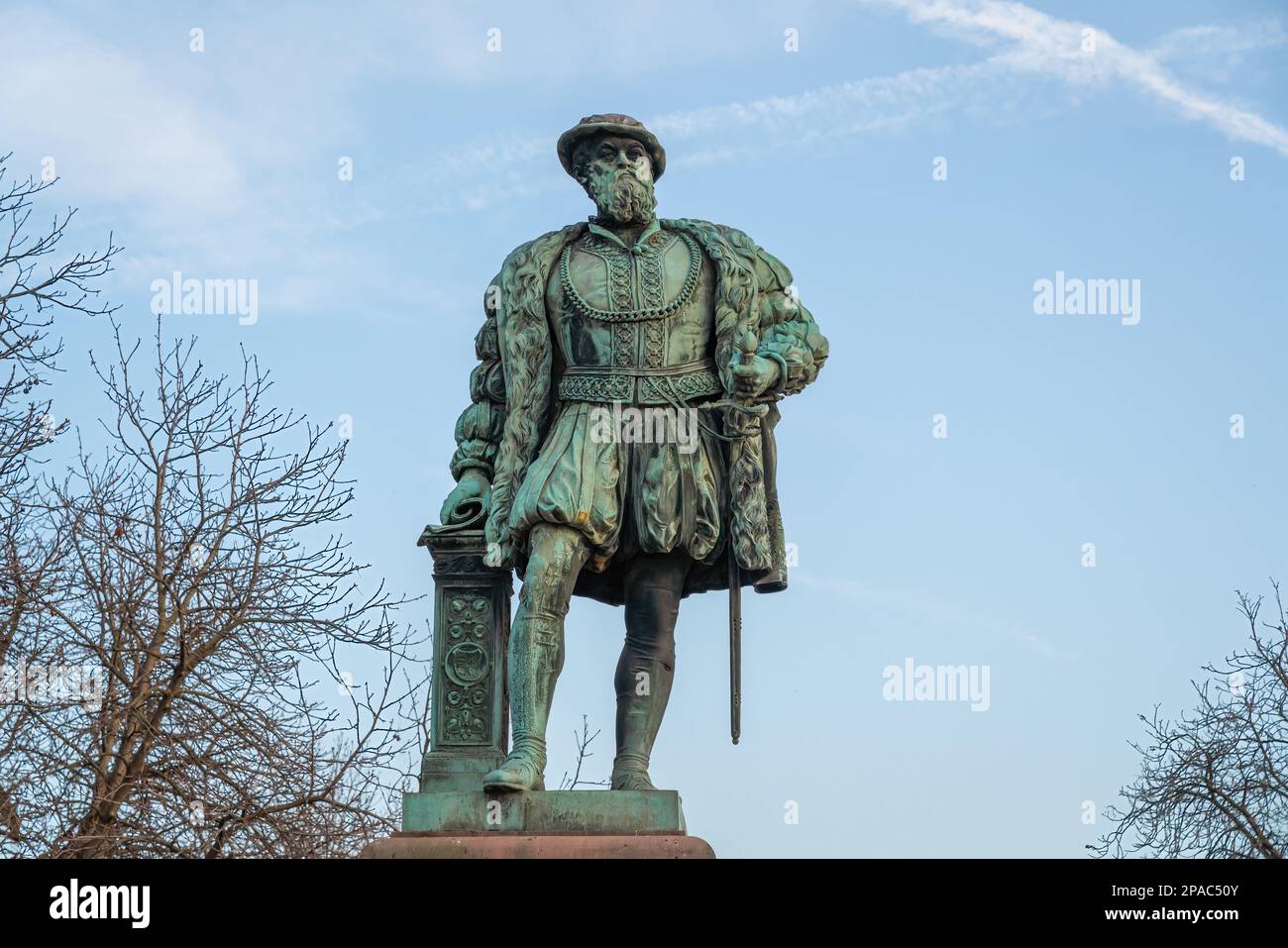 Christoph-Herzog von Württemberg Statue am Schlossplatz - Stuttgart Stockfoto