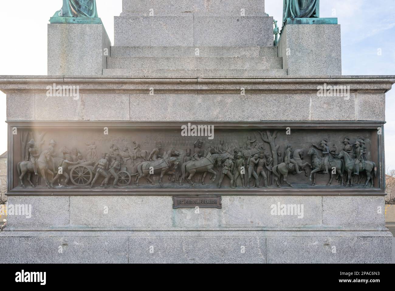 Die Schlacht von Brienne Relief (Jubilaumssaule) am Schlossplatz - Stuttgart Stockfoto