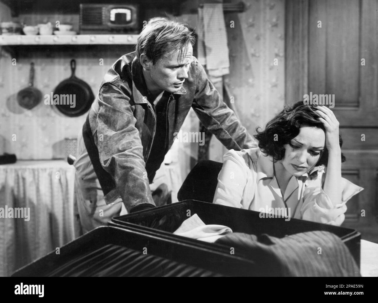 Richard Widmark, Linda Darnell, Drehort des Films "No Way Out", 20. Century-Fox, 1950 Stockfoto
