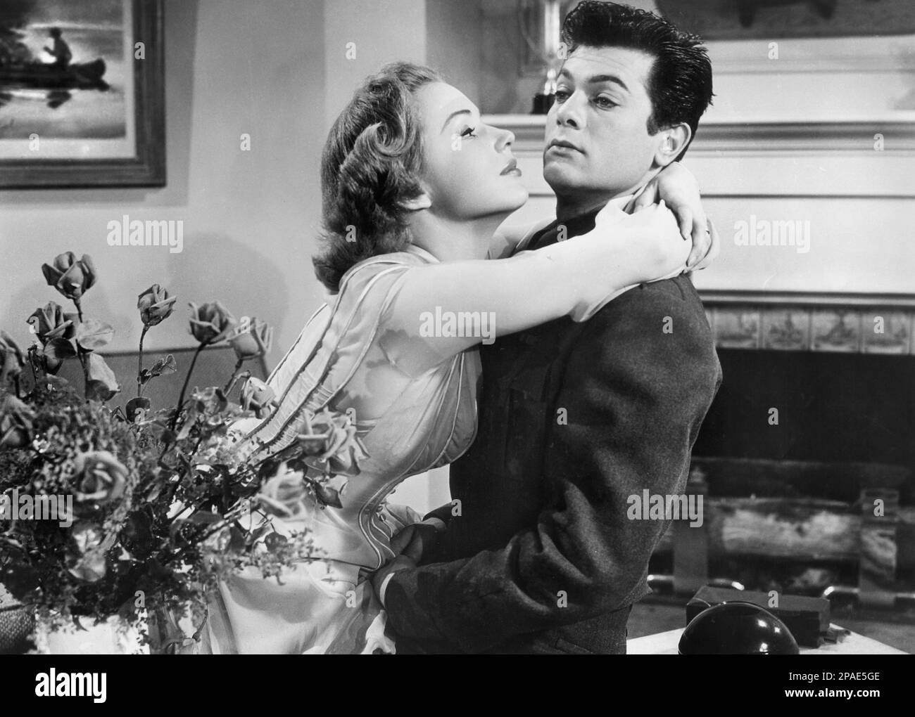Piper Laurie, Tony Curtis, am Set des Films, „No Room for the Groom“, Universal Pictures, 1952 Stockfoto