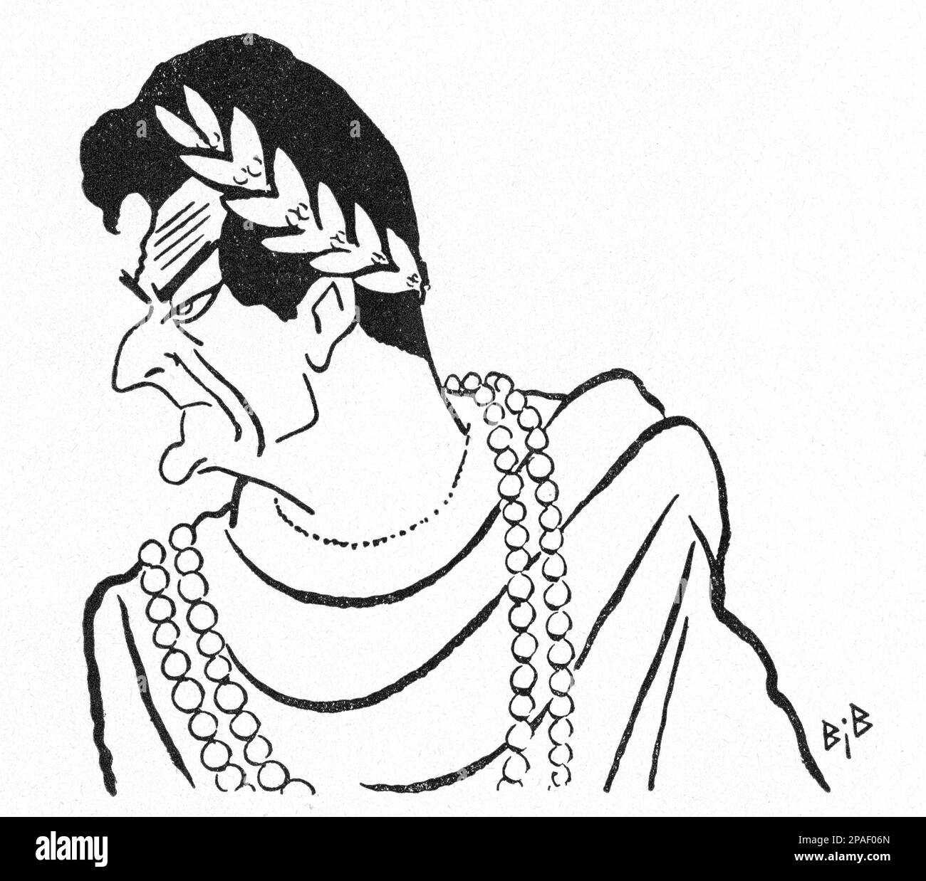 1910 Ca : der französische Theaterschauspieler EDOUARD DE MAX ( geboren Eduard-Alexandre Max , 14 . februar 1869 , Jassy , Rumänien - 28 . oktober 1924 , Paris , Frankreich ) als NERONE in CORIOLANO , Karikatur des französischen Künstlers BIB ( aus dem Album LA COMEDIE FRANCAISE , 1931 ) - TEATRO - Theater - Attore - Portrait - Ritratto - Homosexuell - Homosexualität - Omossuale - omosessualità - LGBT - GAY - profilo - Caricatura - Profil ---- ARCHIVIO GBB Stockfoto