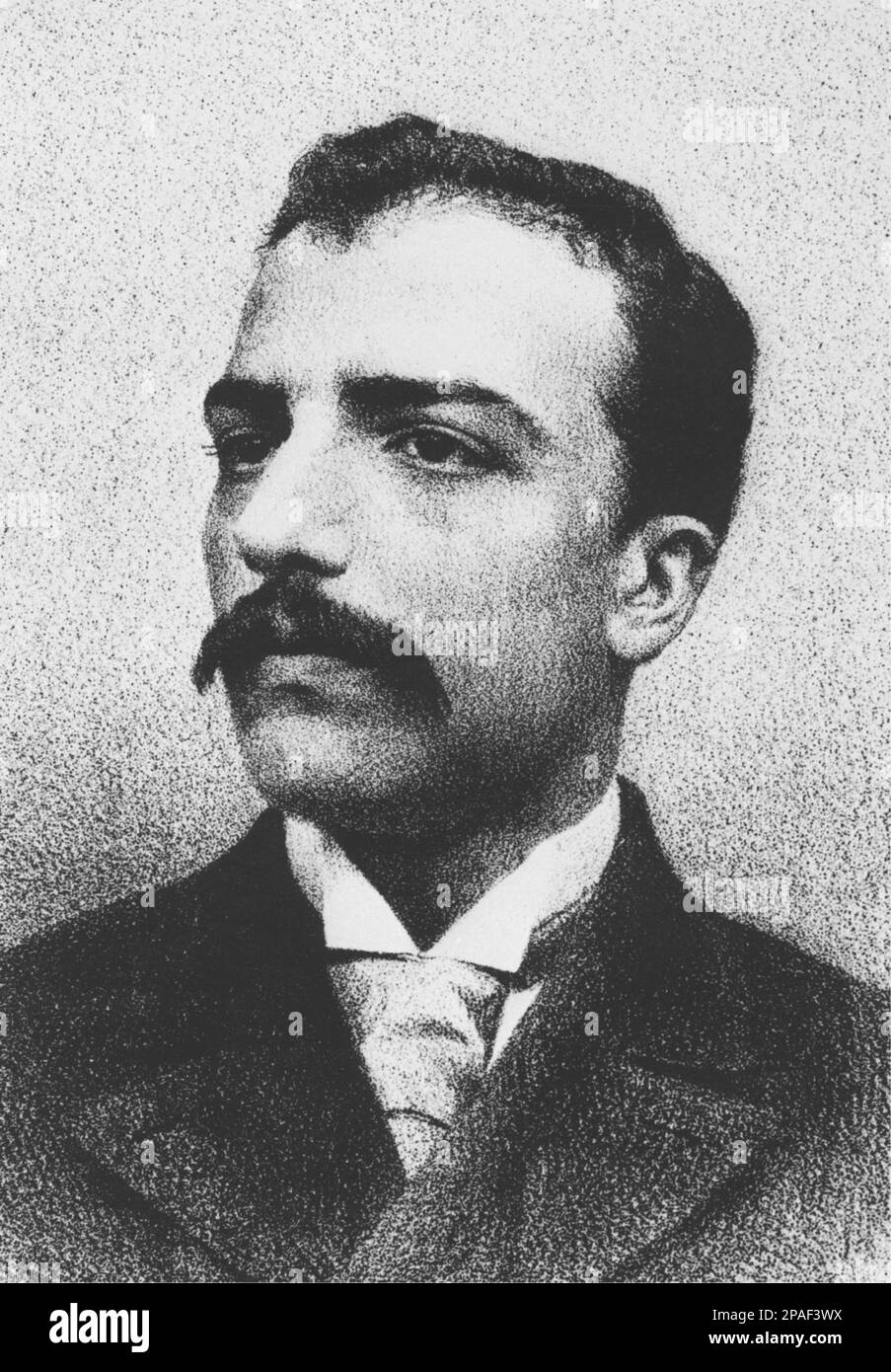 1892 : der gefeierte italienische Komponist UMBERTO GIORDANO ( Foggia 1867 - Milano 1948 ) , Autor von VERISMO OPERN . Seine Meisterwerke waren ANDREA CHENIER und FEDORA , die beide die Bühnen der Opernhäuser bis zu seiner Zeit gehalten haben . Porträtgravierung von Ernesto Fontana , aus IL TEATRO ILLUSTRATO , Mai 1892 - OPERA LIRICA VERISTA - COMPOSITORE - MUSICA - Portrait - ritratto - Baffi - Schnurrbart - papillon - Krawatte - Cravatta - Kragen - colletto - MUSICA CLASSICA - KLASSISCH - OPERA - COMPOSITORE LIRICO - Portrait - ritto - Krawatte - MUSICIRATA - MUSICIRATA - MUSICA - MUSICA - MUSICA - MUSICA - Ich... ARCHIVIO G. Stockfoto