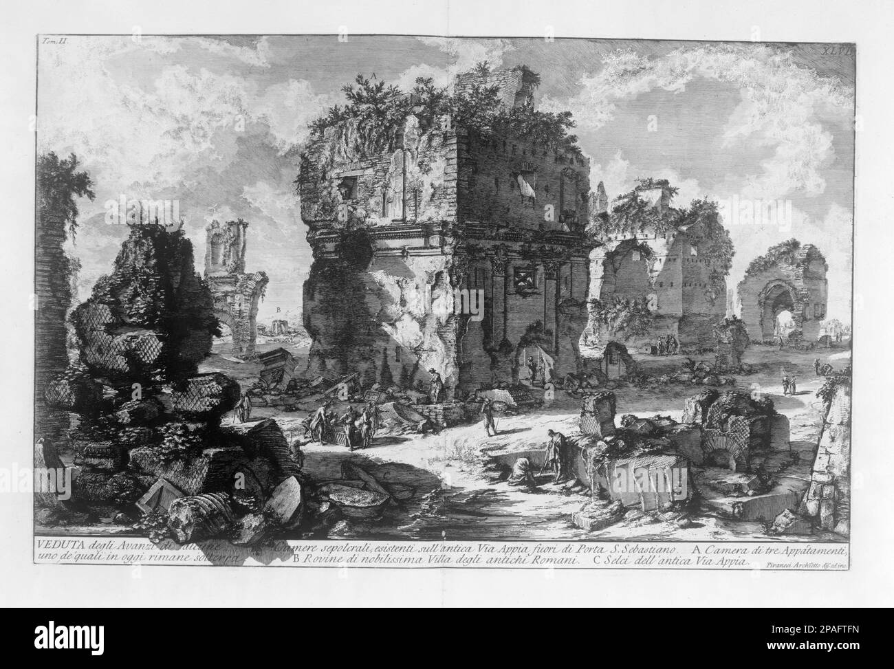 1756 : Gravur des italienischen Künstlers GIOVANNI BATTISTA PIRANESI ( 1720 - 1778 ) : Die Überreste eines römischen Sepulchres Via Appia fuori Porta San Sebastiano - ROM - ARTE - ARTS - INCISIONE - PORTRAIT - ITALIA - ARCHITETTURA - ARCHITEKTUR - Giambattista - Incisione - ARCHÄOLOGIE - ARCHÄOLOGIE - ARCHEOLOGIA ---- ARCHIVIO GBB Stockfoto