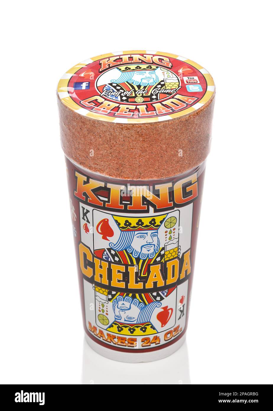 IRVINE, KALIFORNIEN - 11. MÄRZ 2023: King Chelada enthält Gewürze von Michelada zur Zubereitung von Getränken auf Bierbasis. Stockfoto