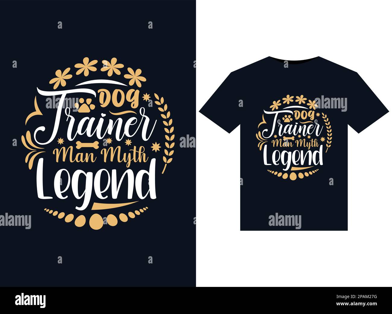 Hundetrainer man Myth Legend Illustrationen für bedruckbare T-Shirts Stock Vektor