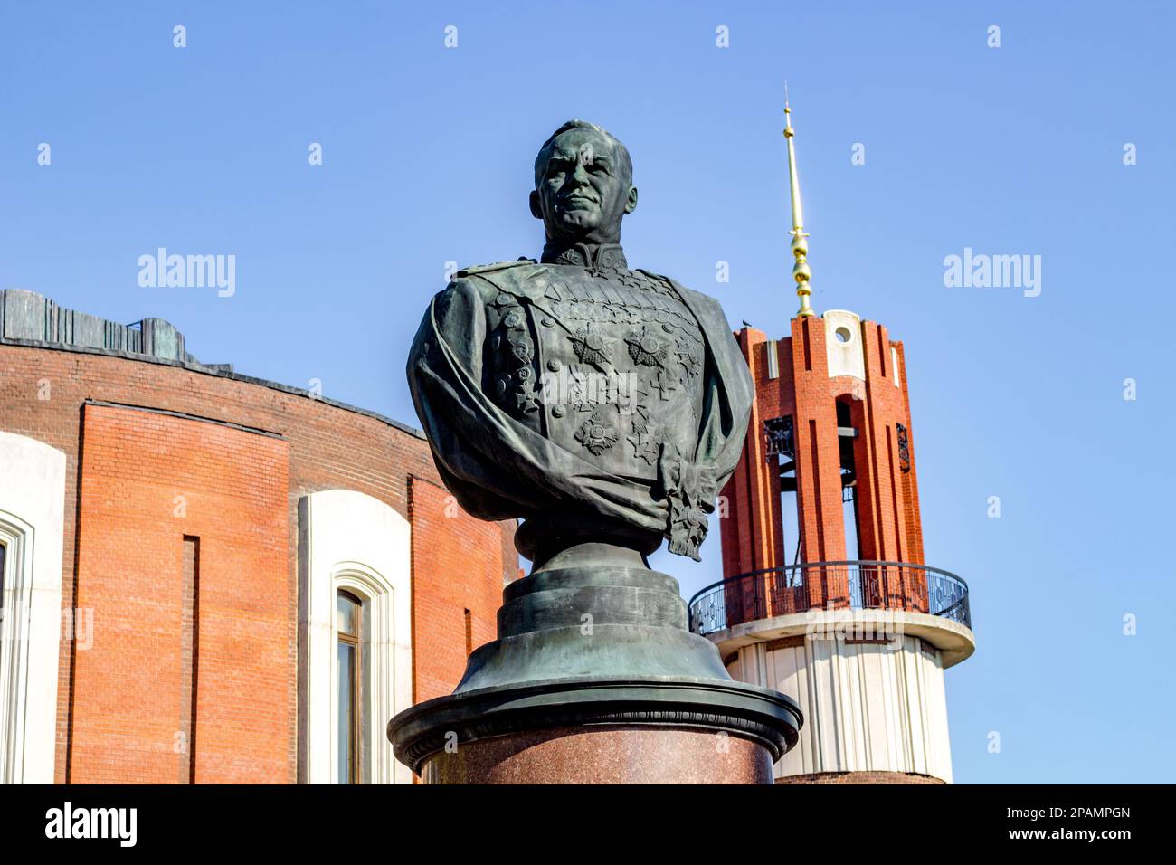 Schukow, Kaluga Region, Russland - Juni 2018: Abmarsch zum Marschall der Sowjetunion Georgy Schukow Stockfoto