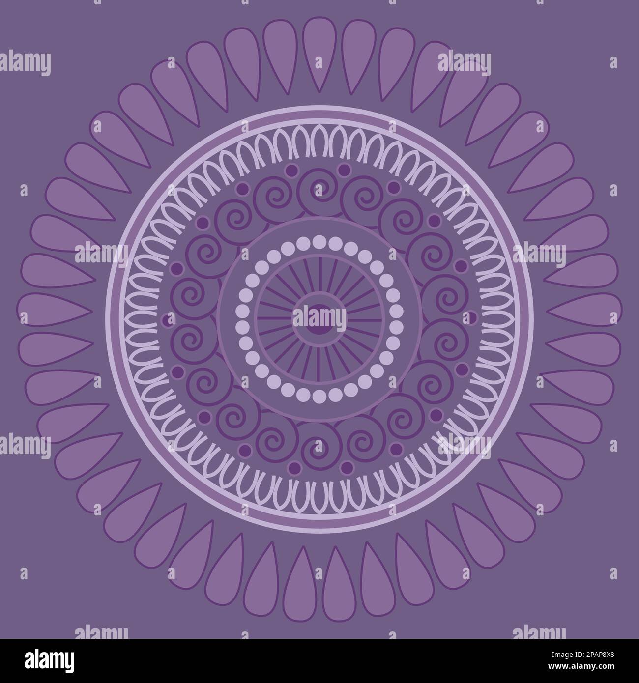 Mandala-Vektordesign Mit Blumenverzierung, Mandala-Motiv Hochzeitsdekoration, Rundes Doodle-Design Stockfoto