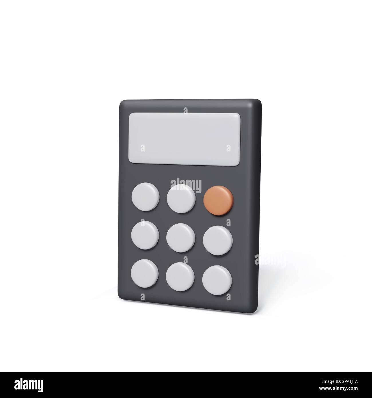 3D Rechnersymbol. Realistischer Taschenrechner mit weißen Tasten. Vektor Stock Vektor