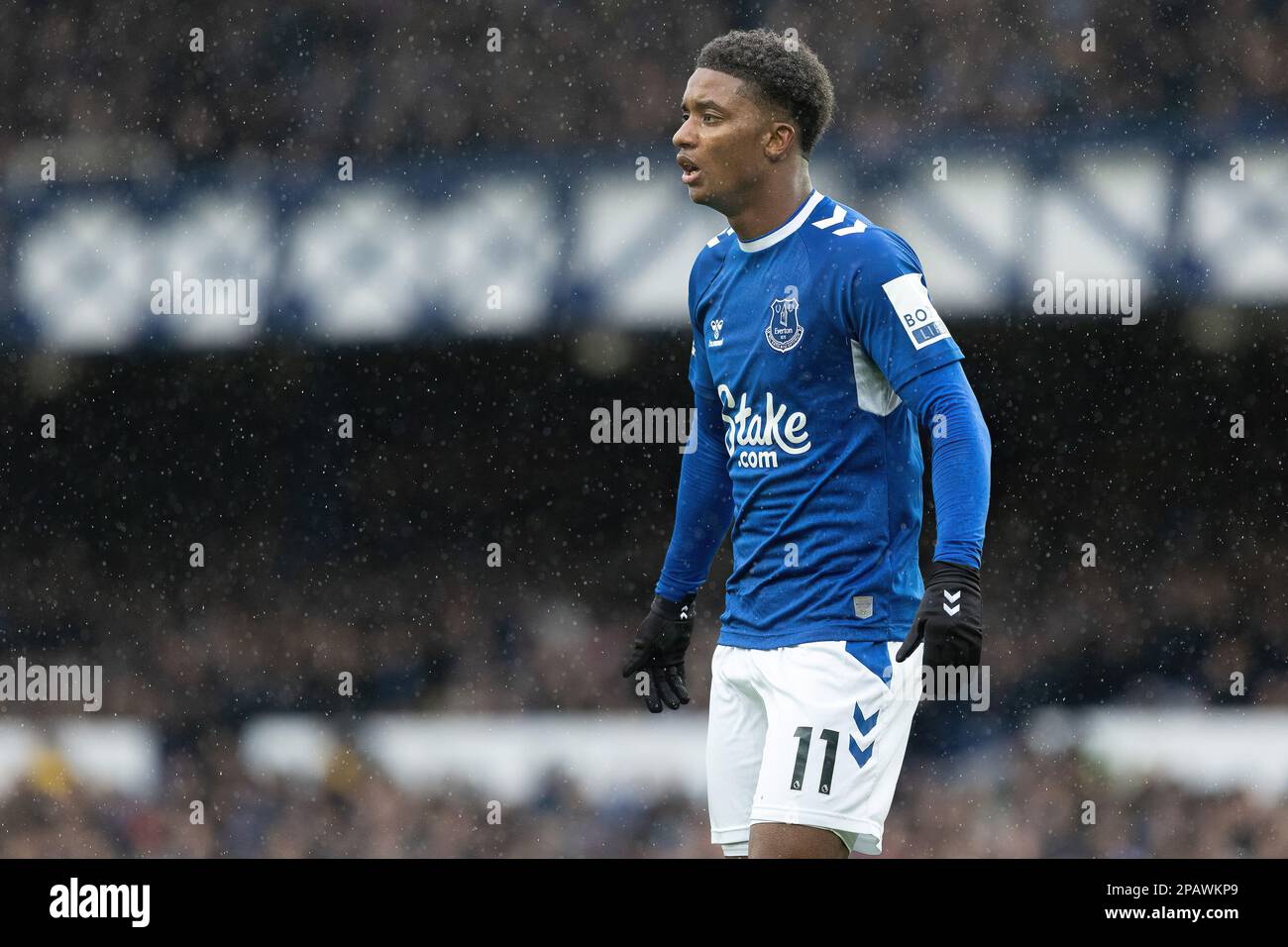 Demarai Gray #11 von Everton während des Premier League-Spiels Everton gegen Brentford im Goodison Park, Liverpool, Großbritannien. 11. März 2023. (Foto von Phil Bryan/News Images) in Liverpool, Großbritannien, 3/11/2023. (Foto: Phil Bryan/News Images/Sipa USA) Guthaben: SIPA USA/Alamy Live News Stockfoto