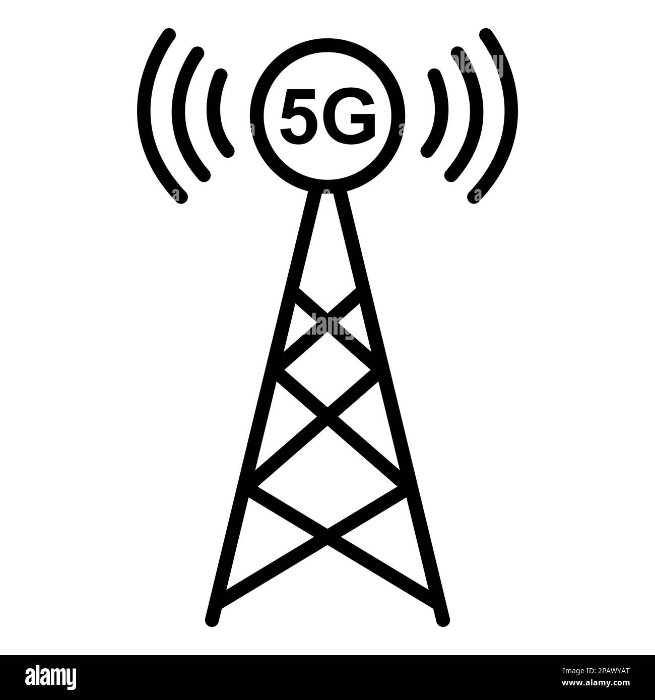 Signalturm-Symbol, Wireless-Technologie-Netzwerkschild, Vektordarstellung des Antennenwellenfunks. Stock Vektor