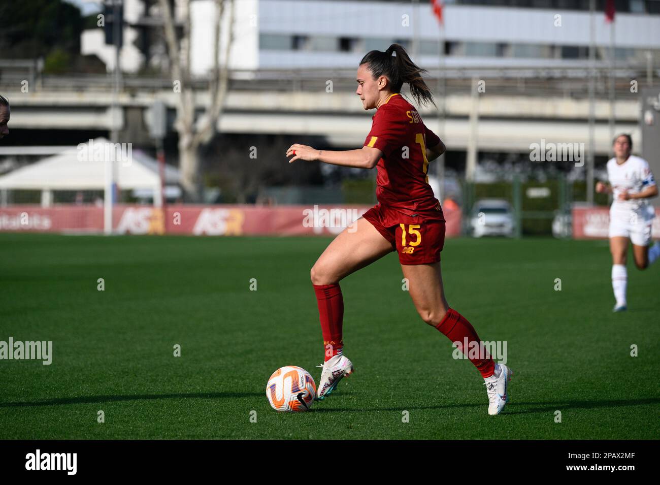 Annamaria Serturini (AS Roma Women) während des Halbfinalspiels Coppa Italia Frecciarossa zwischen AS Roma und AC Mailand am 11. März 2023 im Tre Fontane-Stadion in Rom. Kredit: Live Media Publishing Group/Alamy Live News Stockfoto