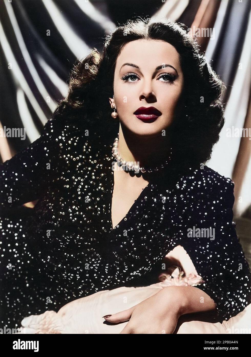 Schauspielerin Hedy Lamarr (MGM, 1944). Porträtfoto - Werbefoto - farbig Stockfoto