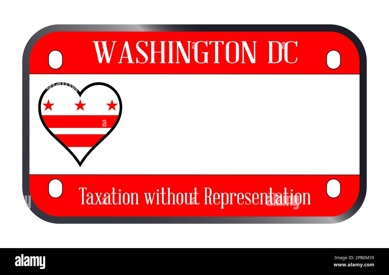 Washington DC, USA, Motorradkennzeichen auf weißem Hintergrund Stockfoto
