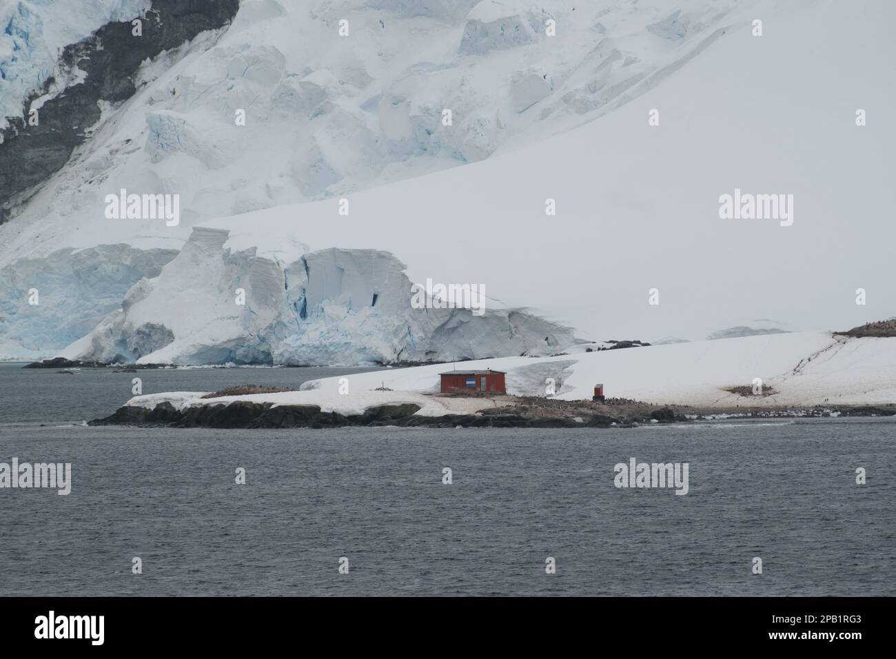 Argentinische Hütte auf Trinity Island - Mikkelsen Hafen - Antarktis Stockfoto