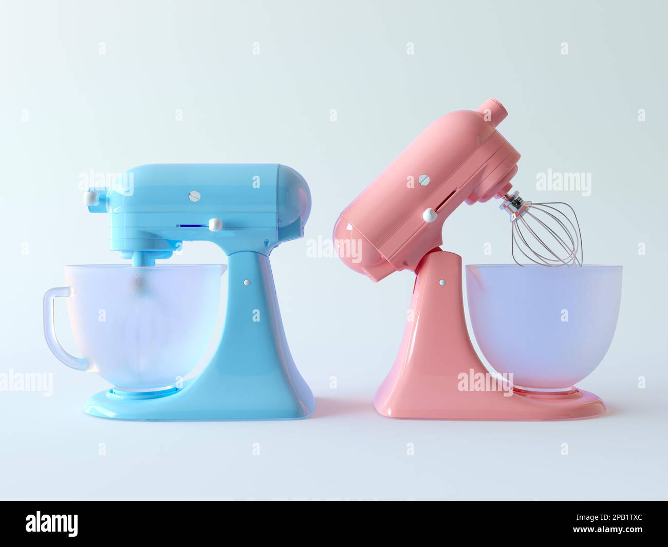 Stationärer Mixer mit gefrorener Glasschale zum Schlagen von Sahne und  Süßwaren. Niedlicher Cartoon-Stil, pastellrosa und blaue Mixer, niedliche  Ikonen Stockfotografie - Alamy