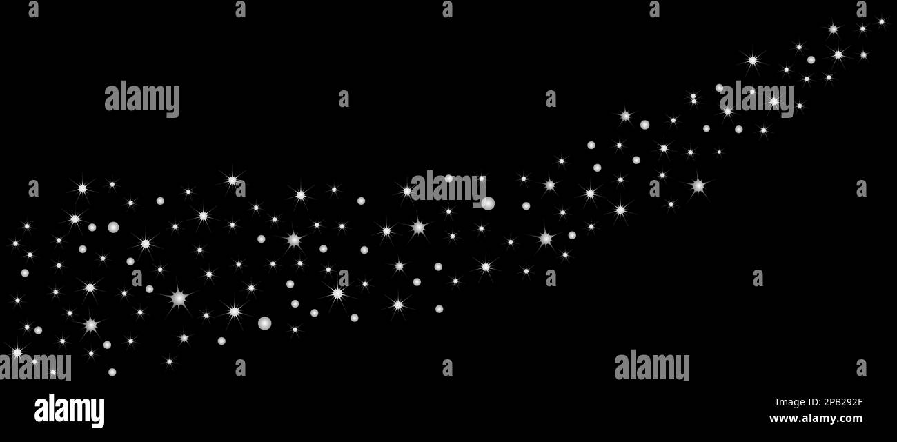 Luxuriöses, festliches flackerndes Licht, festliche Lichter, das Leuchten der Sterne, der Flug eines Kometen Stockfoto