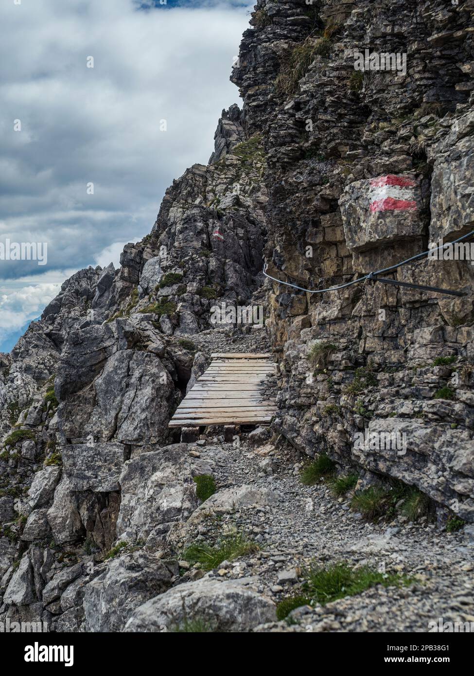 Touristenschild auf der Zugspitze Tirol, Österreich Stockfoto