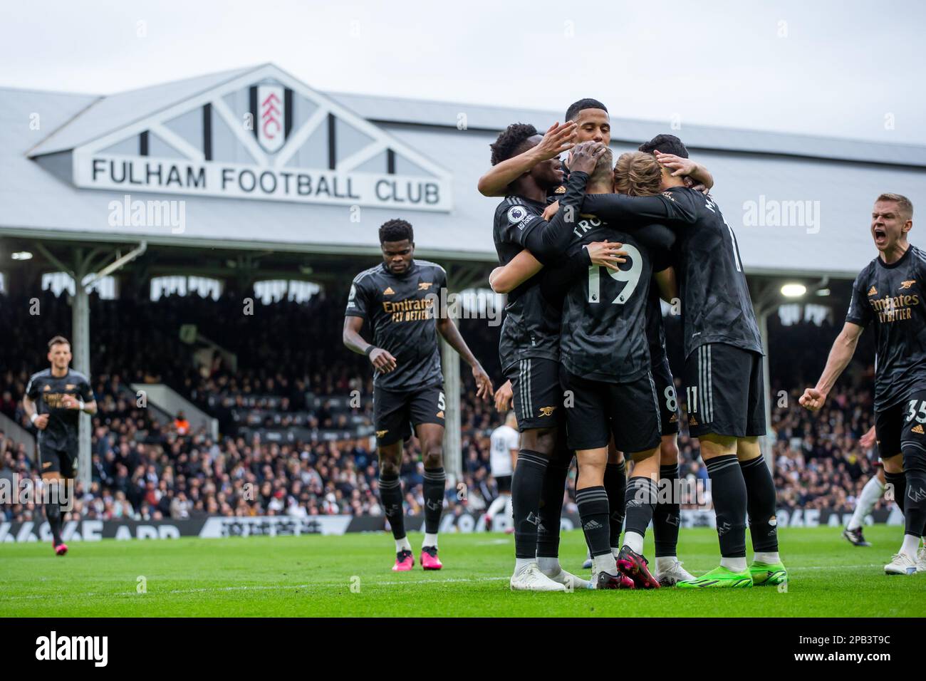 Während des Spiels der Premier League zwischen Fulham und Arsenal im Craven Cottage, London, am Sonntag, den 12. März 2023. (Foto: Federico Guerra Maranesi | MI News) Guthaben: MI News & Sport /Alamy Live News Stockfoto