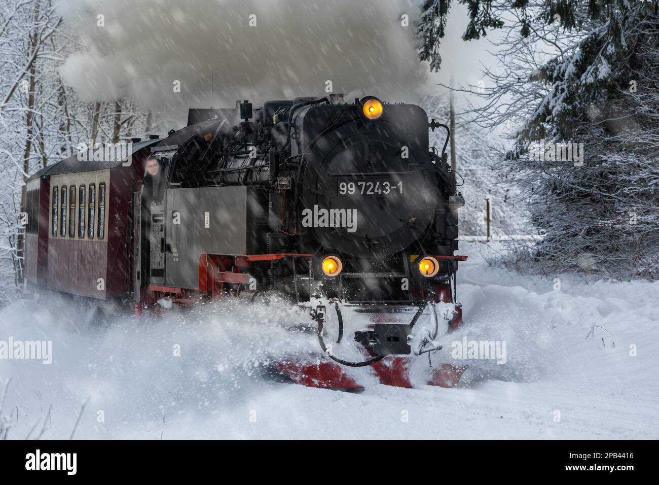 Selketalbahn im Winter Stockfoto