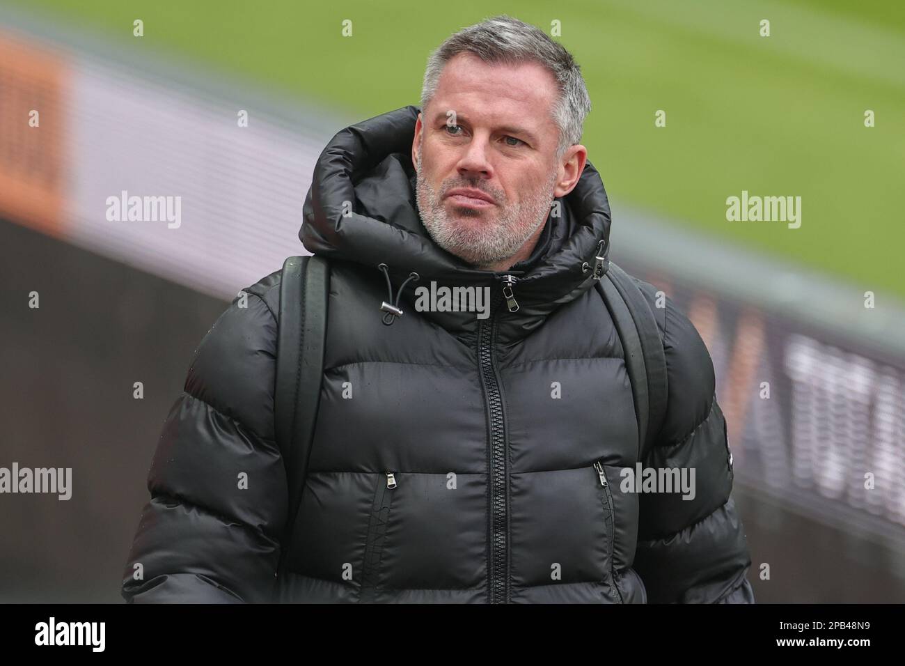 Newcastle, Großbritannien. 12. März 2023. Jamie Carragher Sky Sports Kommentator und ehemaliger Liverpool-Spieler erscheint vor dem Premier League-Spiel Newcastle United gegen Wolverhampton Wanderers in St. James's Park, Newcastle, Vereinigtes Königreich, 12. März 2023 (Foto von Mark Cosgrove/News Images) in Newcastle, Vereinigtes Königreich, 3/12/2023. (Foto: Mark Cosgrove/News Images/Sipa USA) Guthaben: SIPA USA/Alamy Live News Stockfoto