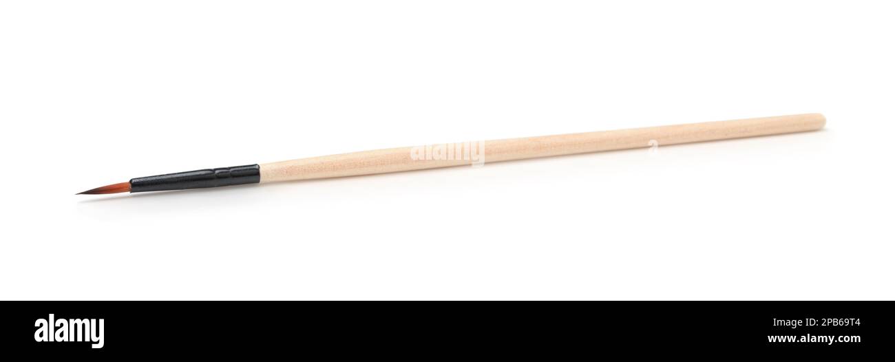 Neuer kleiner Kunstpinsel isoliert auf Weiß. Stockfoto