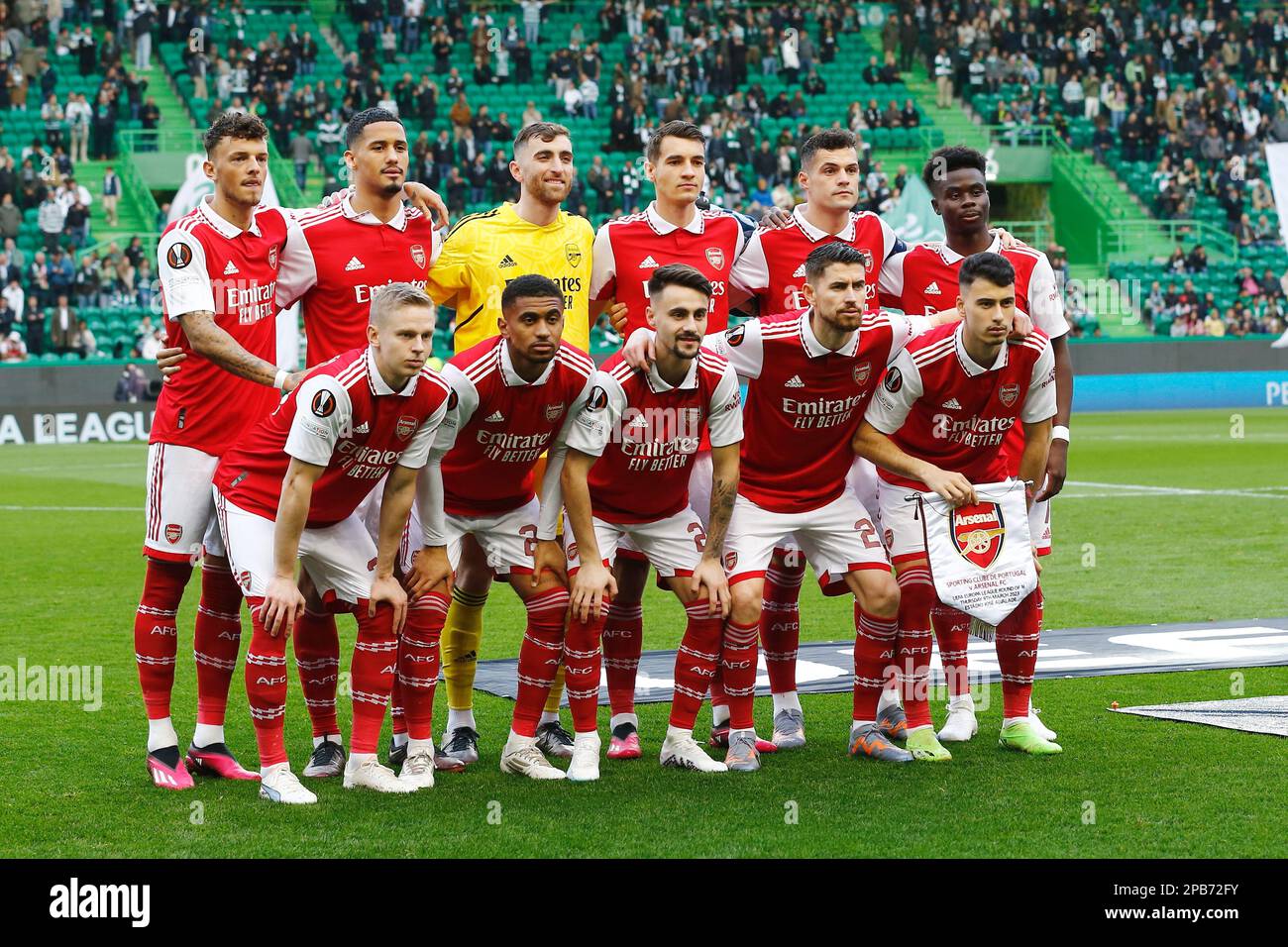 Lissabon, Portugal. 9. März 2023. Arsenal Team Group Line-up (Arsenal) Fußball : UEFA Europa League Runde 16 1.-teiliges Spiel zwischen dem Sporting Clube de Portugal 2-2 Arsenal FC im Estadio Jose Alvalade in Lissabon, Portugal . Kredit: Mutsu Kawamori/AFLO/Alamy Live News Stockfoto