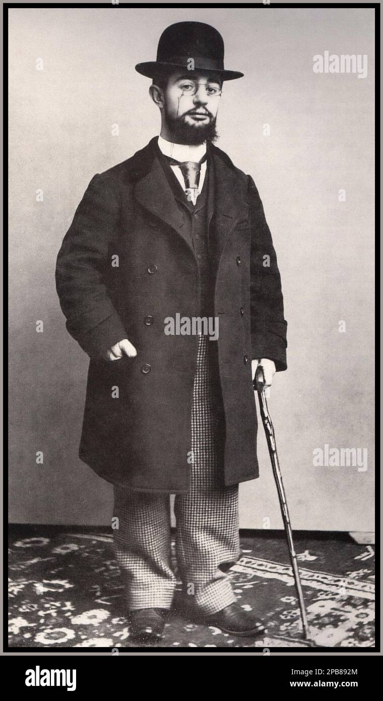 TOULOUSE-LAUTREC Vintage 1890er Jahre Studio Porträt von Paul Sescau Henri de Toulouse-Lautrec, Foto en pied par Paul Sescau, 1894. Albi.France Datum 1894 Stockfoto