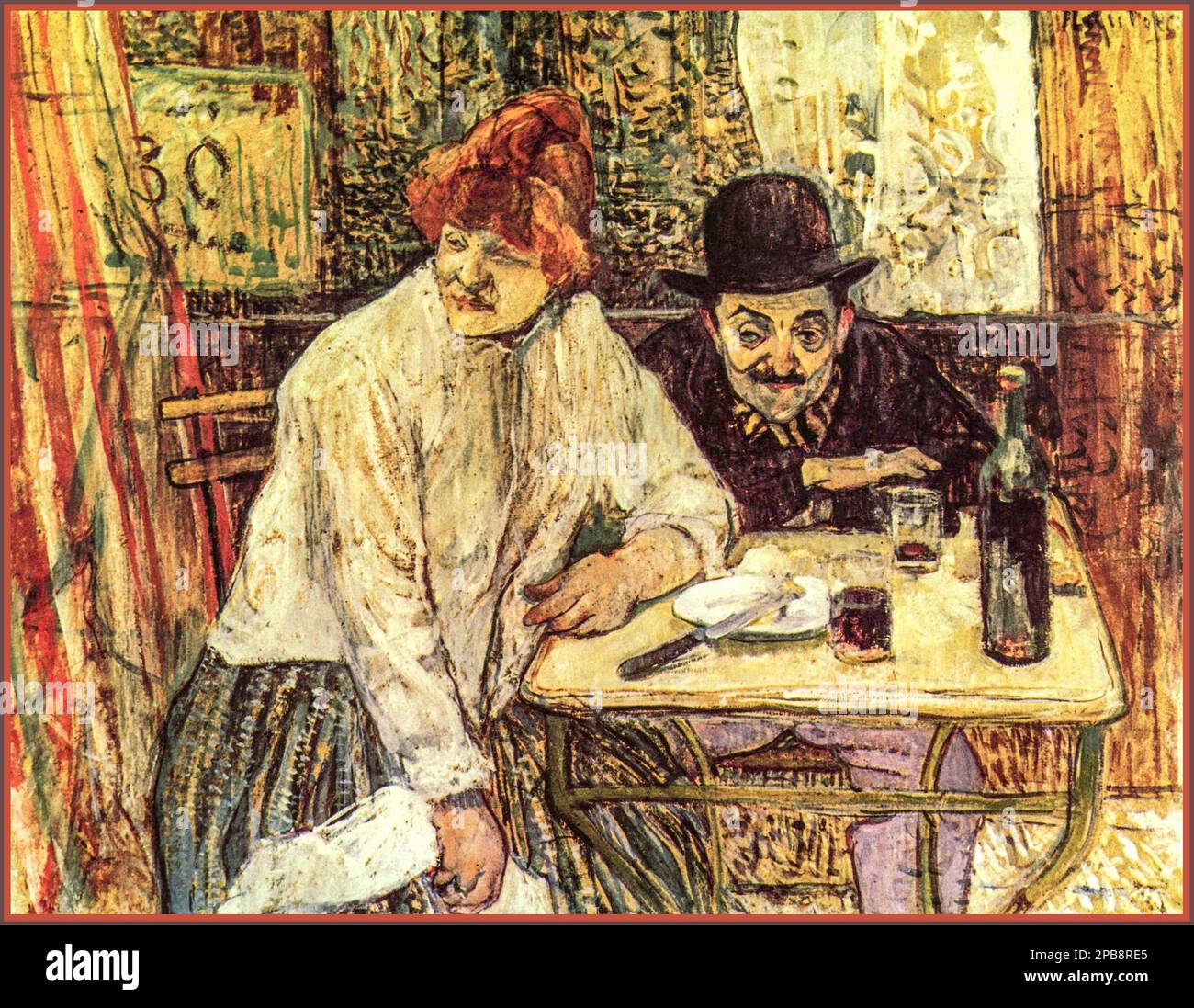 Henri de Toulouse-Lautrec: "Im Café La Mie" 1891 Paris, Frankreich, Öl und Gouache auf Pappe Stockfoto