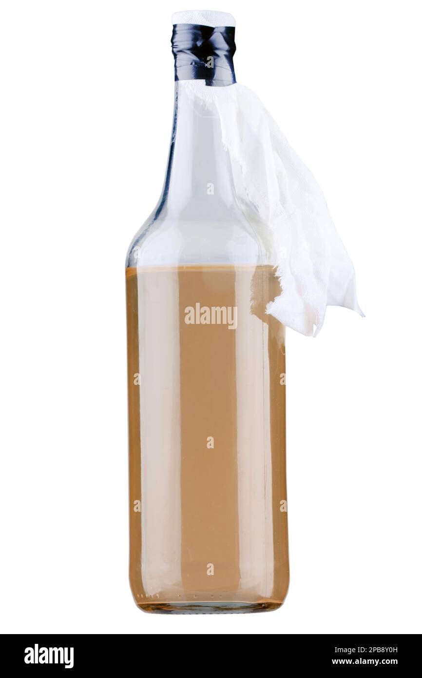 Molotow-Cocktail isoliert auf weißem Hintergrund Stockfoto