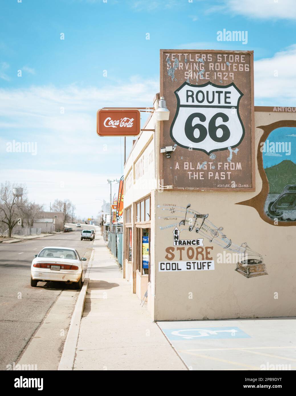 Zettlers Route 66 Store Vintage-Schild, Ash Fork, Arizona Stockfoto