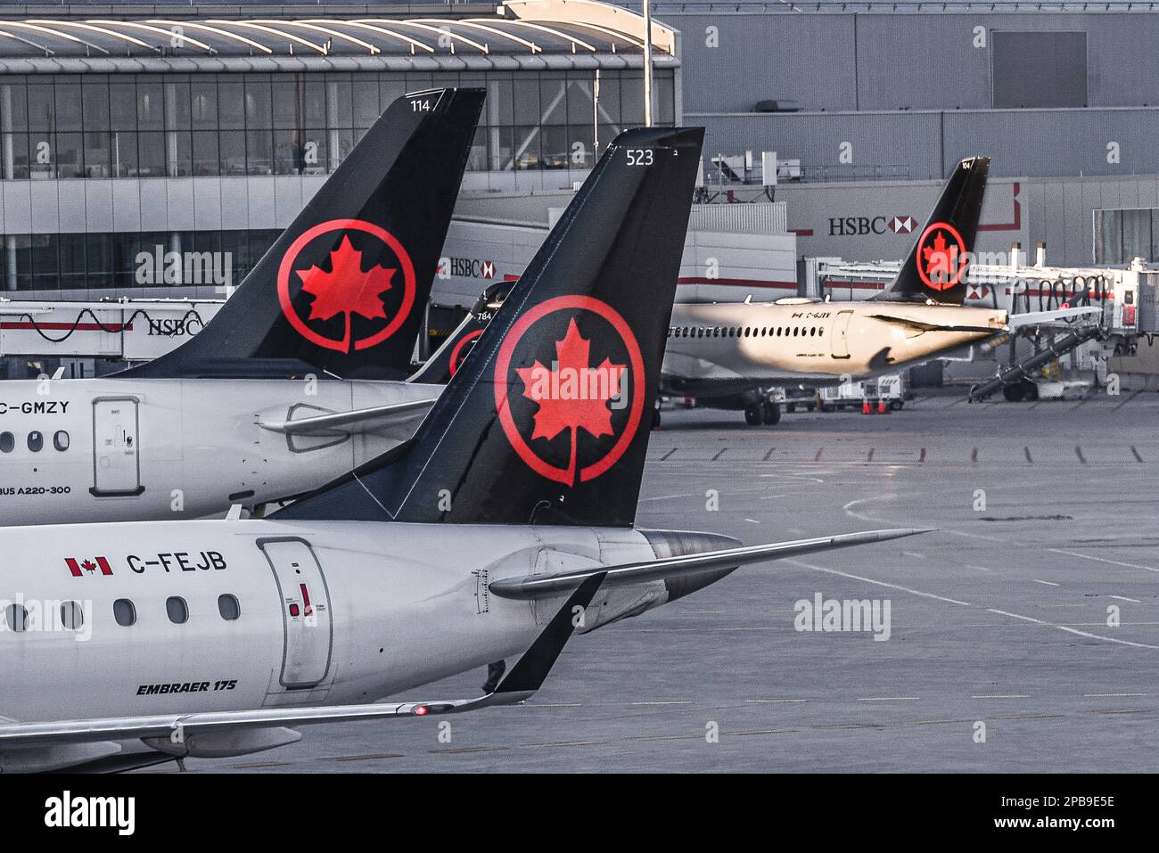 Der internationale Flughafen Lester B. Pearson, gemeinhin als Toronto Pearson International Airport bekannt, befindet sich in Mississauga. Stockfoto