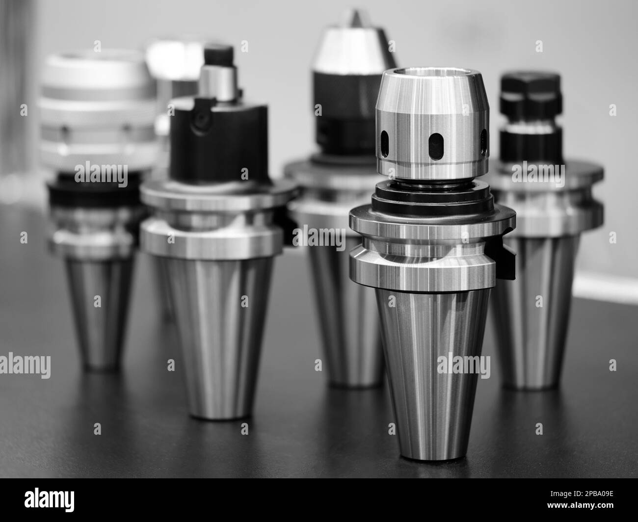 Fräswerkzeuge für CNC-Maschinen, industrieller Konstruktionshintergrund, technisches Konzept Stockfoto