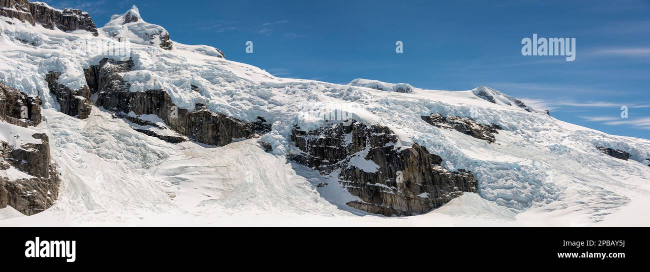 Luftpanorama, Parque Nacional Laguna San Rafael Gletscher, Gipfel und Eisfelder, Aysen, Chile Stockfoto