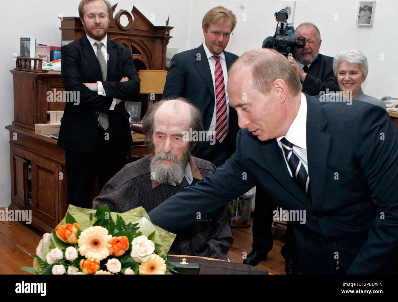 Russian President Vladimir Putin, Right, Visits Alexander Solzhenitsyn 