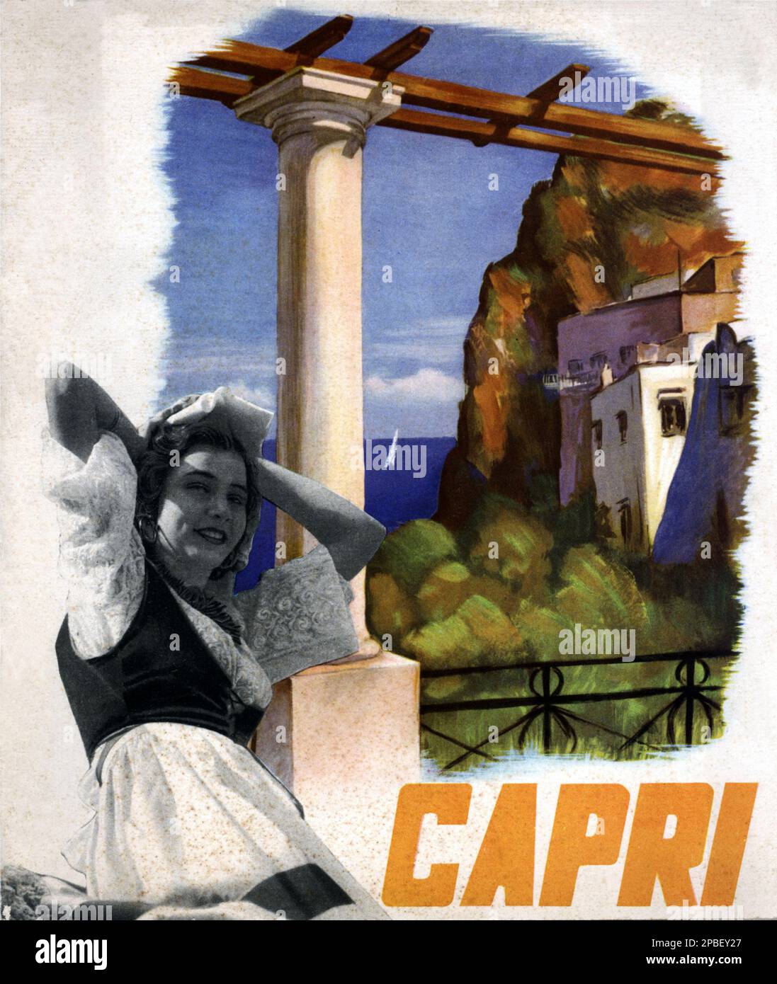 1930er Jahre , Isle of CAPRI, Neapel , ITALIEN : Öffentliche Tourismuswerbung durch ENIT ( Ente Nazionale Turismo ). - ITALIA - GEOGRAFIA - FOTO STORICHE - GESCHICHTE - HISTORISCH - Stute - Meer - Insel - isola - TURISMO - TOURISMUS - Turisti - Tourist - VACANZE - Reise - Urlaub - Werbung - pubblicità ---- Archivio GBB Stockfoto