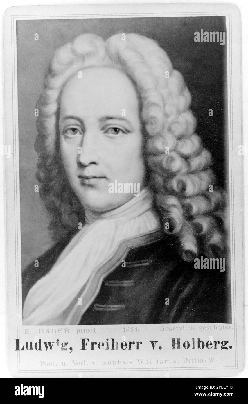 Baron Ludwig von HOLBERG ( 1684 - 1754 ), war Dano-norwegischer Schriftsteller und Dramatiker, geboren in Bergen, Norwegen, und gilt als Gründer der modernen dänischen Literatur . Er starb in Kopenhagen. Holbergs Werke über Naturrecht und Gewohnheitsrecht wurden von vielen dänischen Jurastudenten über zweihundert Jahre, von 1736 bis 1936, weithin gelesen - LETTERATO - SCRITTORE - LETTERATURA - Literatur - Drammaturgo - TEATRO - THEATRE - Commediografo - Parrucca - Perücke - Portrait - Rituto ---- Archivio GBB Stockfoto