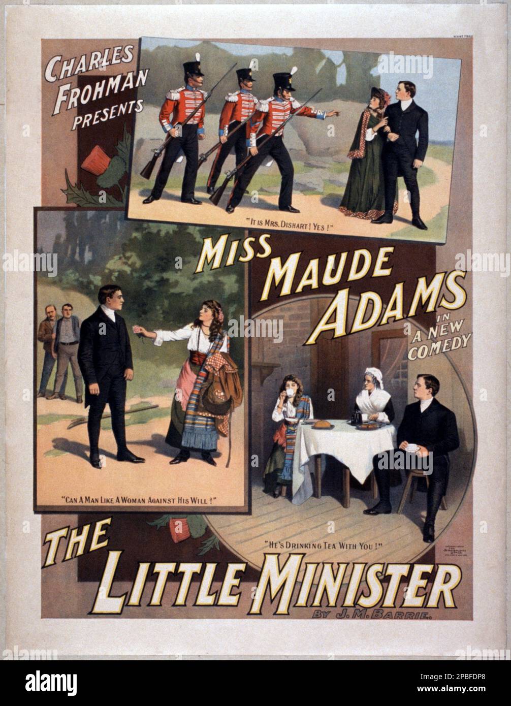 1897 , New York , USA : die amerikanische Theaterdarstellerin MAUDE ADAMS ( 1972 - 1953 ) im kleinen Minister von J.M. Barrie , präsentiert von Charles Frohman . Während der Titel „Beste Schauspielerin ihres Tages“ fast unbestreitbar Ethel Barrymore gehört, war Maude Adams zweifellos ihre beliebteste und erfolgreichste. Für ihre unzähligen liebenden Fans war sie am besten als einfach „Maudie“ bekannt. Sein berühmtester Name ist Peter Pan von J. M. Barrie - attrice - TEATRO - THEATER - DIVA - DIVINA - BROADWAY - BELLE EPOQUE - locandina - Poster - Werbung --- Archivio GBB Stockfoto