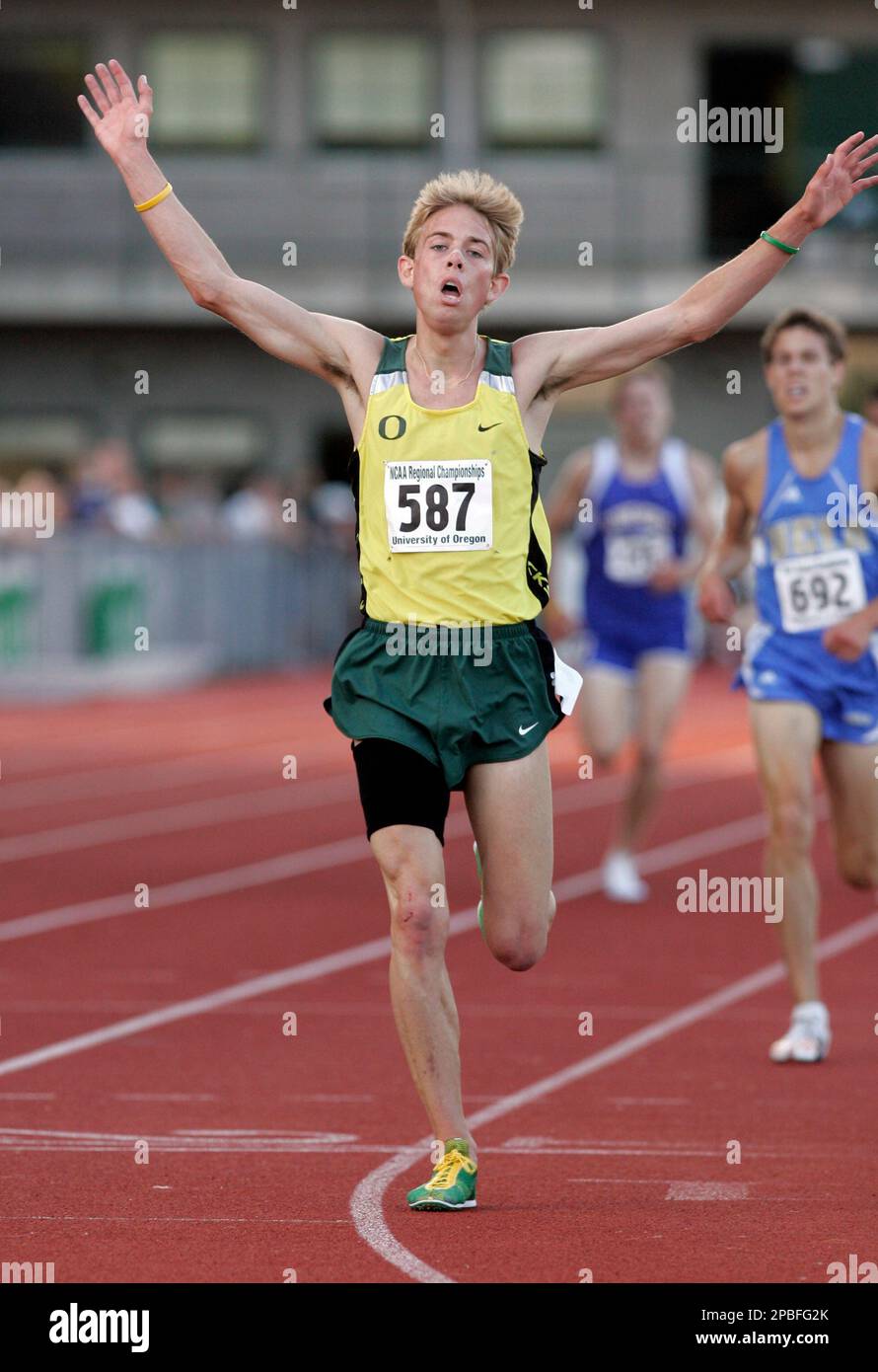 Oregon distance runner Galen Rupp wins the 5,000meter race during NCAA